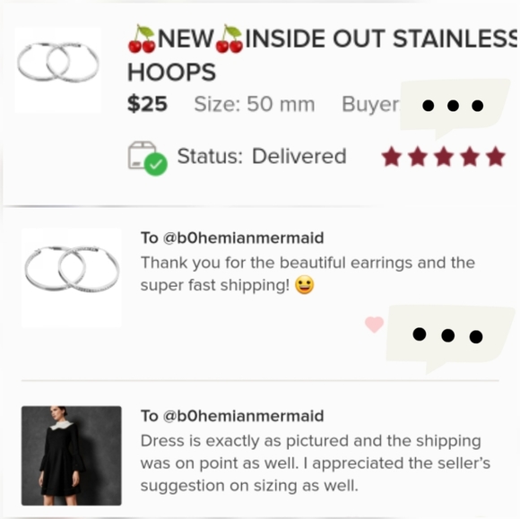 🍒NEW🍒INSIDE OUT STAINLESS STEEL HOOPS - Picture 6 of 6